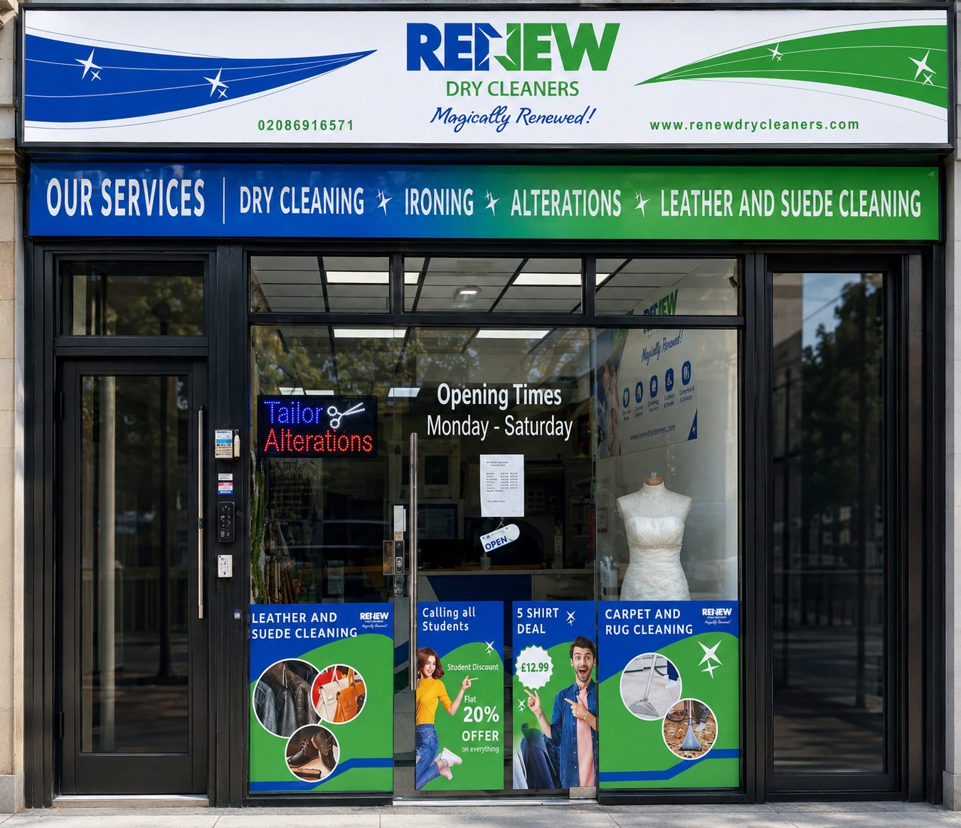 Renew Drycleaners New Cross shopfront at 19 Lewisham Way, London SE14 6PP